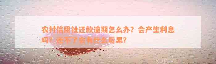 农村信用社还款逾期怎么办？会产生利息吗？还不了会有什么后果？