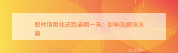 农村信用社还款逾期一天：影响及解决方案