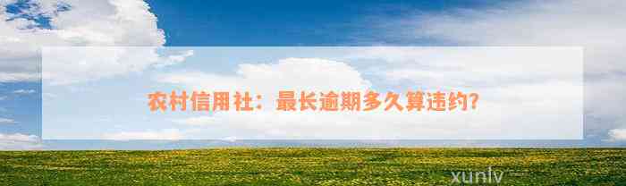 农村信用社：最长逾期多久算违约？