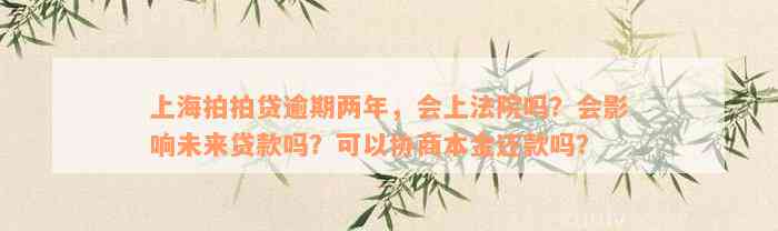 上海拍拍贷逾期两年，会上法院吗？会影响未来贷款吗？可以协商本金还款吗？