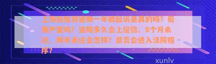 上海拍拍贷逾期一年被起诉是真的吗？后果严重吗？逾期多久会上征信、8个月未还、两年未还会怎样？是否会进入法院程序？