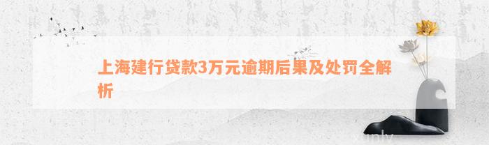 上海建行贷款3万元逾期后果及处罚全解析