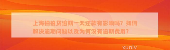 上海拍拍贷逾期一天还款有影响吗？如何解决逾期问题以及为何没有逾期费用？