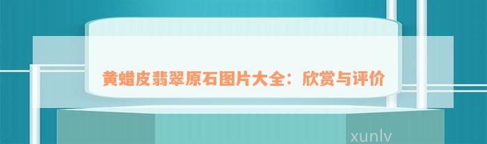 黄蜡皮翡翠原石图片大全：欣赏与评价