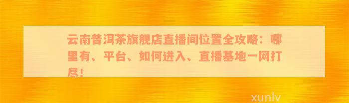 云南普洱茶旗舰店直播间位置全攻略：哪里有、平台、如何进入、直播基地一网打尽！