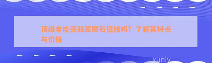 顶级老皮壳翡翠原石值钱吗？了解其特点与价格