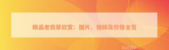 精品老翡翠欣赏：图片、视频及价格全览