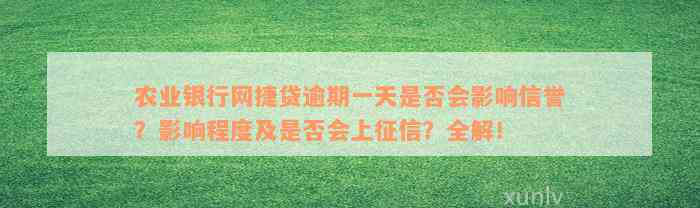 农业银行网捷贷逾期一天是否会影响信誉？影响程度及是否会上征信？全解！