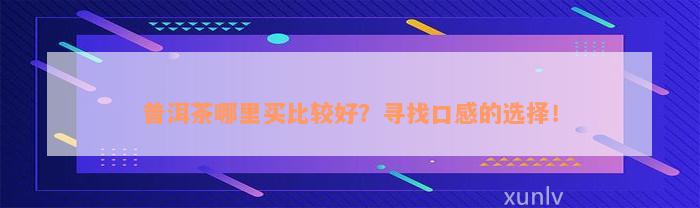 普洱茶哪里买比较好？寻找口感的选择！