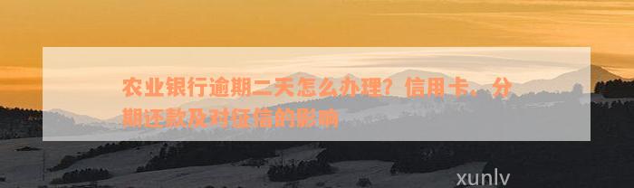 农业银行逾期二天怎么办理？信用卡、分期还款及对征信的影响