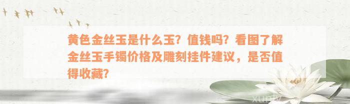 黄色金丝玉是什么玉？值钱吗？看图了解金丝玉手镯价格及雕刻挂件建议，是否值得收藏？