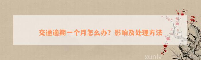 交通逾期一个月怎么办？影响及处理方法