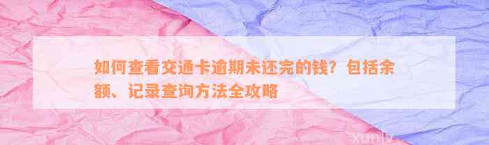 如何查看交通卡逾期未还完的钱？包括余额、记录查询方法全攻略