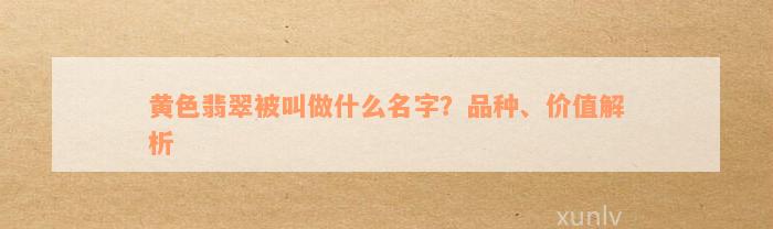 黄色翡翠被叫做什么名字？品种、价值解析