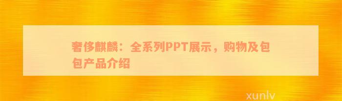 奢侈麒麟：全系列PPT展示，购物及包包产品介绍