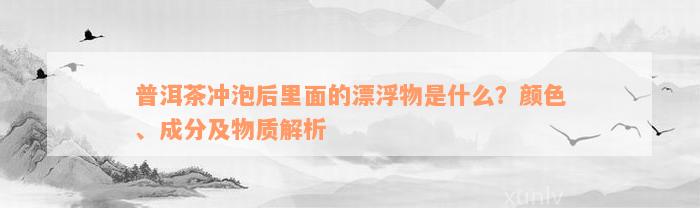 普洱茶冲泡后里面的漂浮物是什么？颜色、成分及物质解析