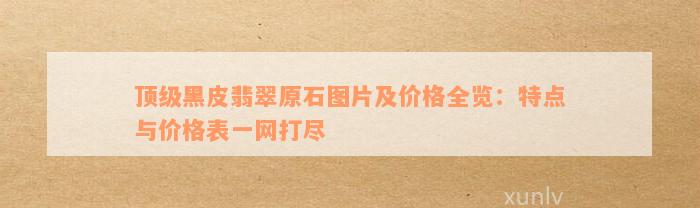 顶级黑皮翡翠原石图片及价格全览：特点与价格表一网打尽