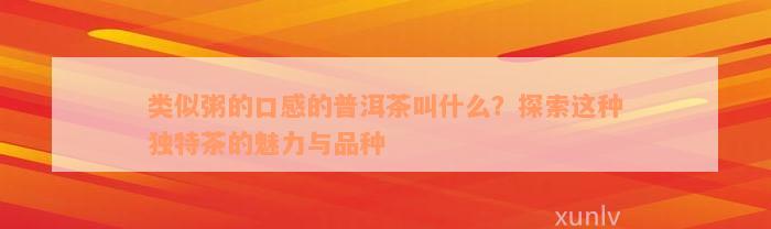 类似粥的口感的普洱茶叫什么？探索这种独特茶的魅力与品种