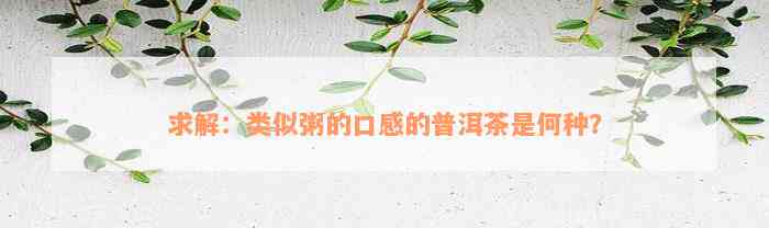 求解：类似粥的口感的普洱茶是何种？