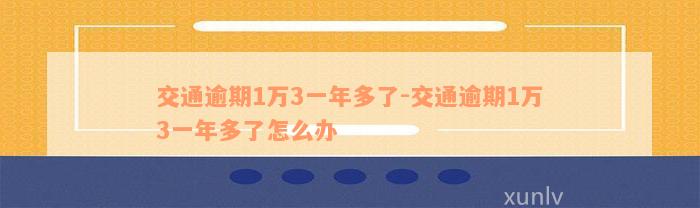 交通逾期1万3一年多了-交通逾期1万3一年多了怎么办