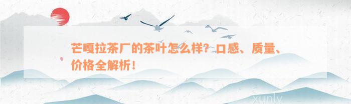 芒嘎拉茶厂的茶叶怎么样？口感、质量、价格全解析！