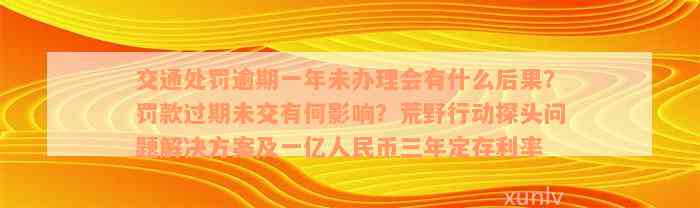 交通处罚逾期一年未办理会有什么后果？罚款过期未交有何影响？荒野行动探头问题解决方案及一亿人民币三年定存利率