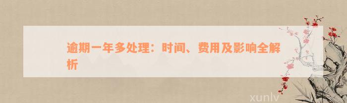 逾期一年多处理：时间、费用及影响全解析