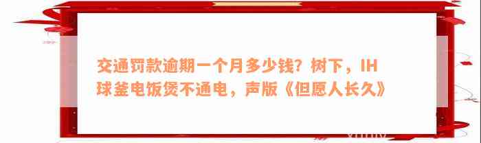 交通罚款逾期一个月多少钱？树下，IH球釜电饭煲不通电，声版《但愿人长久》