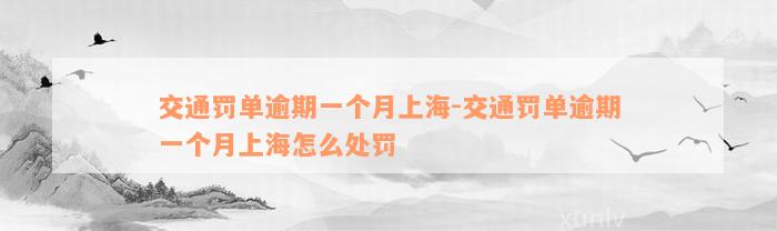 交通罚单逾期一个月上海-交通罚单逾期一个月上海怎么处罚