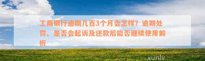 工商银行逾期几百3个月会怎样？逾期处罚、是否会起诉及还款后能否继续使用解析