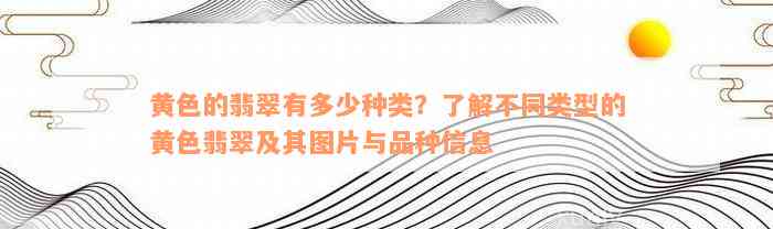 黄色的翡翠有多少种类？了解不同类型的黄色翡翠及其图片与品种信息