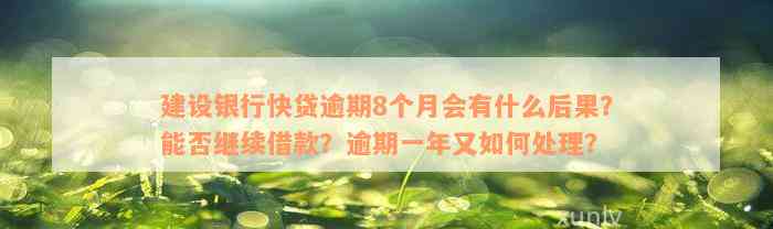 建设银行快贷逾期8个月会有什么后果？能否继续借款？逾期一年又如何处理？