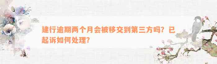 建行逾期两个月会被移交到第三方吗？已起诉如何处理？