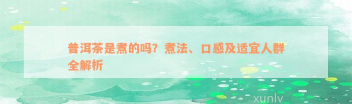 普洱茶是煮的吗？煮法、口感及适宜人群全解析