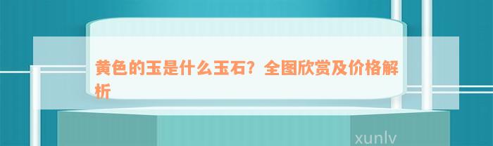 黄色的玉是什么玉石？全图欣赏及价格解析