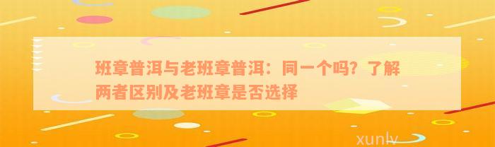 班章普洱与老班章普洱：同一个吗？了解两者区别及老班章是否选择