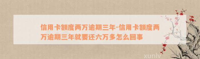 信用卡额度两万逾期三年-信用卡额度两万逾期三年就要还六万多怎么回事