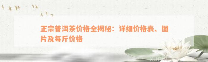 正宗普洱茶价格全揭秘：详细价格表、图片及每斤价格