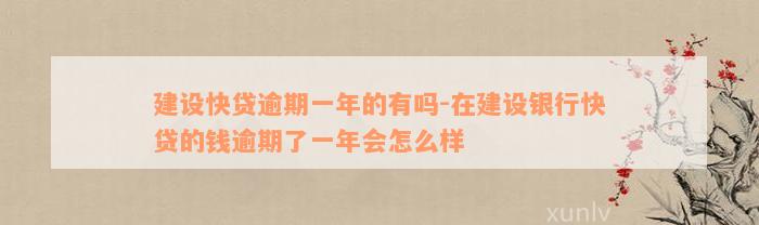 建设快贷逾期一年的有吗-在建设银行快贷的钱逾期了一年会怎么样