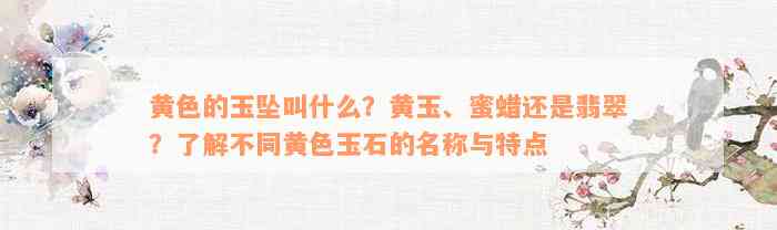 黄色的玉坠叫什么？黄玉、蜜蜡还是翡翠？了解不同黄色玉石的名称与特点