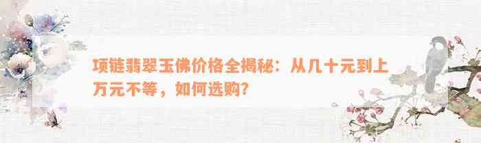 项链翡翠玉佛价格全揭秘：从几十元到上万元不等，如何选购？