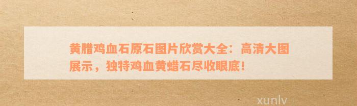 黄腊鸡血石原石图片欣赏大全：高清大图展示，独特鸡血黄蜡石尽收眼底！