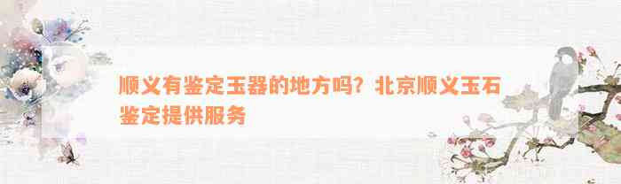 顺义有鉴定玉器的地方吗？北京顺义玉石鉴定提供服务