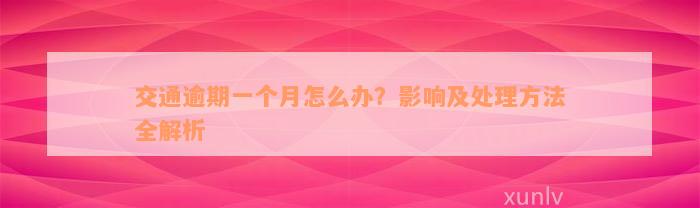 交通逾期一个月怎么办？影响及处理方法全解析