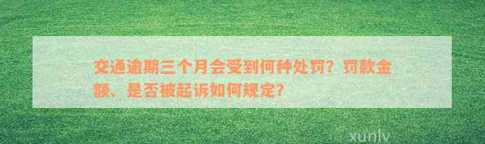 交通逾期三个月会受到何种处罚？罚款金额、是否被起诉如何规定？