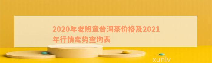 2020年老班章普洱茶价格及2021年行情走势查询表