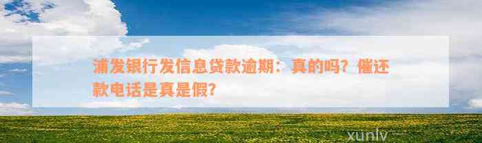 浦发银行发信息贷款逾期：真的吗？催还款电话是真是假？