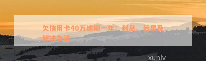 欠信用卡40万逾期一年：利息、后果及解决办法