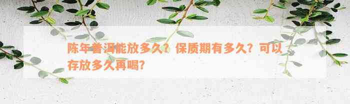 陈年普洱能放多久？保质期有多久？可以存放多久再喝？