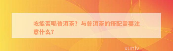 吃能否喝普洱茶？与普洱茶的搭配需要注意什么？